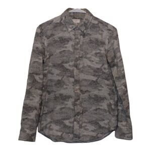 Club Monaco Gray Military Print Button Down Slim Fit Dress Shirts women  Size XS